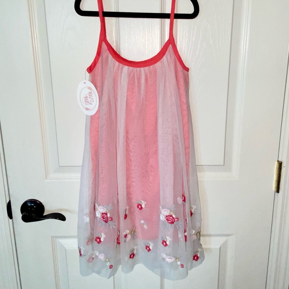 Magpie & Mabel Tulle Floral Embroidered Dress